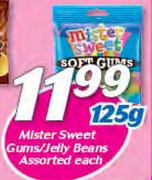 Mister Sweet Gums/Jelly Beans Assorted-125g