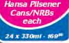Hansa Pilsener Cans/NRBs-24x330ml Each