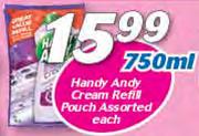 Handy Andy Cream Refill Pouch Assorted-750ml