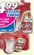 Castle Lager Cans/NRBs-6x330/340ml Each