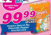 Pampers Sleep & Play Disposable Nappies Assorted-42/50/58/68's Each