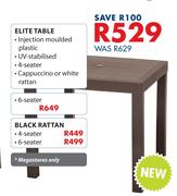Elite Table Black Rattan (6 Seater)