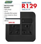 Major Tech Switch And Socket 4x4 (White)