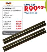 Curtain Rod (Antique Brass Or Black Nickel)1500mm