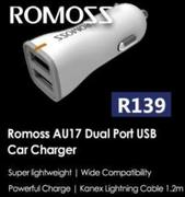 Romoss AU17 Dual Port USB Car Charger