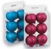 Glitter Baubles-6's Per Pack 