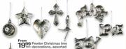 Pewter Christmas Tree Decorations Assorted