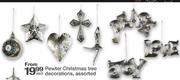 Pewter Christmas Tree Decorations,Assorted-Each