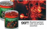 Beaded Garland With Micro Lights Assorted-Per Pack