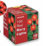 Non-Flashing Red Berry Lights-100's