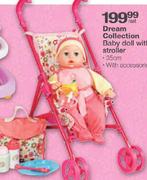 Dream Collection Baby Doll With Stroller-35cm