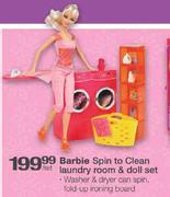 Barbie Spin to Clean Laundry Room and Doll Set-per set