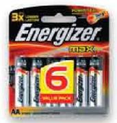 Energizer Max AA 3X Longer Lasting Batteries Value Pack-6 Pack