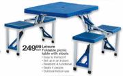 Leisure Foldable Picnic Table with Stools 