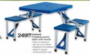 Leisure Foldable Picnic Table with Stools