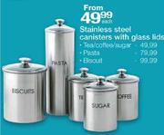 Stainless Steel Pasta Canister with Glass Lids-each