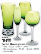 Forest Green Stemmed Water Glasses-each
