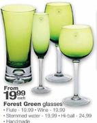 Forest Green Wine Glasses-each