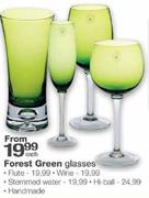 Forest Green Flute Glasses-each