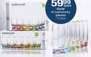 Coral Hi-Ball/Whisky Glasses 6-Pack