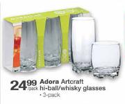 Adora Artcraft Hi-ball/Whisky Glasses-3 pack per pack
