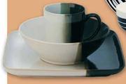 Black Dip Square Dinner Plate Crockery-Each