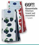Essentials Kitchen Towel Set Assorted-4 pack per pack