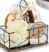 Nature Care Bath Gift Set In Wire & Wicker Holder 