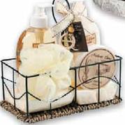 Natuer Care Bath Gift Set In Wire & Wicker Holder-Per Set
