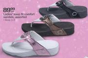Ladies' Keep Fit Comfort Sandals Sizes 3-8 Per Pair