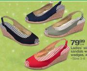 Ladies Slingback Sandles With Cork Wedges Assorted Sizes 3-8 -Per Pair