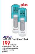 Lexar 16GB USB Flash Drives 2 Pack V10