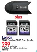 Lexar 32GB Premium SDHC Card Bundle-Per Bundle