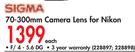 Sigma 70-300mm Camera Lens For Nikon F/4-5.6 DG-Each