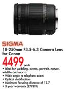 Sigma 18-250mm F3.5-6.3 Camera Lens For Canon-Each