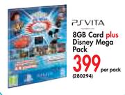 PSVita 8GB Card Plus Disney Mega Pack-Per pack