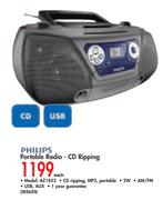Philips Portable Radio CD Ripping  AZ1852-Each