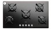Whirlpool 5 Burner Gas on Glass Hob AKT933/NB