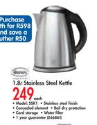 1.8ltr Stainless Steel Kettle-SSK1 Each