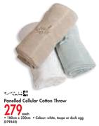 Panelled Cellular Cotton Throw-Each