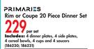 Primaries Rim Or Coupe 20 Piece Dinner Set-Per Set