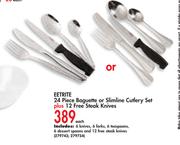 Eetrite 24 Piece Baguette Or Slimline Cutlery Set Plus 12 Free Steak Knives Each