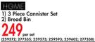 Home 3 Piece Cannister Set/Bread Bin-Each