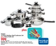 Tissoli 16 Piece Stainless Steel Cookware Set Plus 5 Piece Knife Set