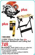 Black&Decker 1150W 170mm Circular Saw Plus Workmate Workbench And Cutting Tool-CD602 Per Kit
