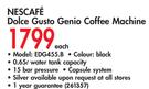 Nescafe Dolce Gusto Genio Coffee Machine-EDG455.B Each