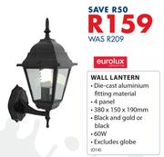 Eurolux Wall Lantern O14-380 x 150 x 190mm