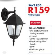 Eurolux Wall Lantern O17-380 x 150 x 190mm