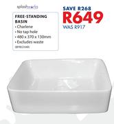 Splashworks Free Standing Basin-480 x 370 x 130mm