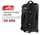 First Ascent Advance Trolley Bag 60Ltr-71cm x 36.5cm x 30cm